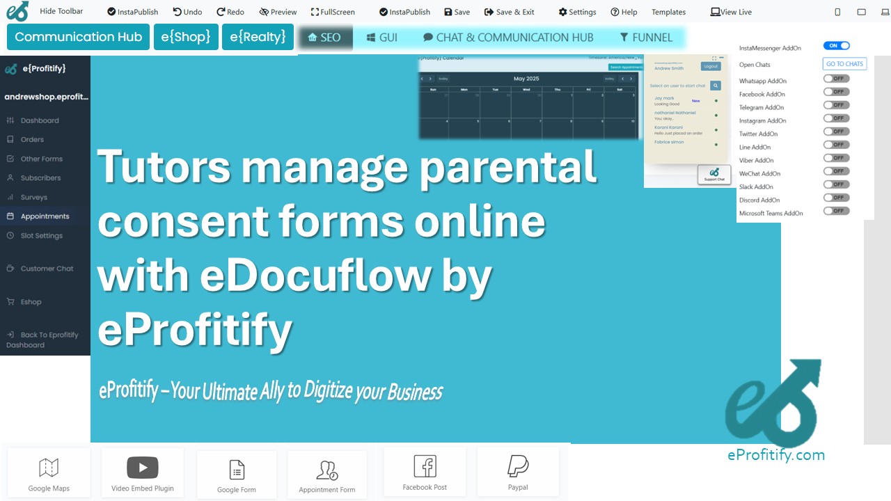 Tutors manage parental consent forms online with eDocuflow by eProfitify